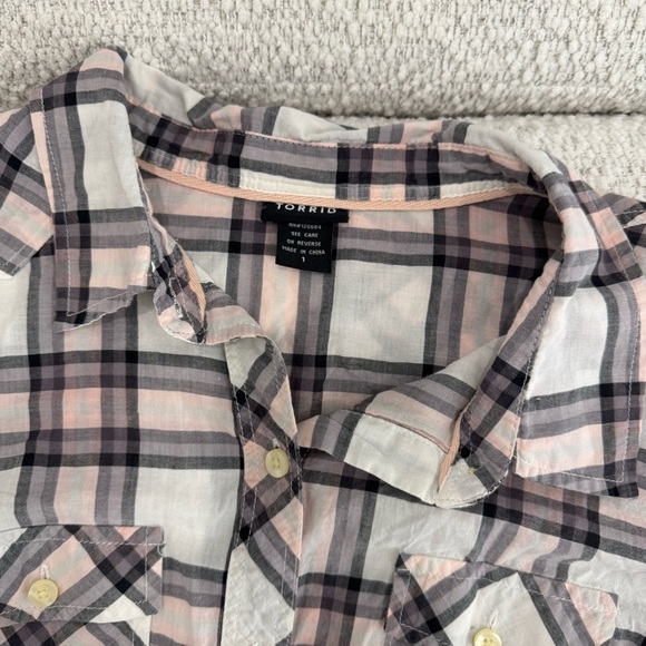 Torrid Plaid Button Down Long Sleeve Top - Picture 2 of 4